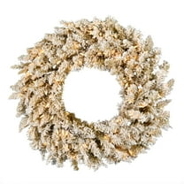 Vickerman 30" Frosted Gold Artificial Christmas Wreath, Warm White Dura-lit LED Lights