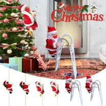 Climbing Santa Claus 9" Christmas Ornament Xmas Decoration Climbs Up and Down Battery Operated Toy with Light Music and Sound Animated Climbing on Beads Musical Moving Figure Xmas Christmas Ornament