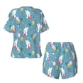 thumbnail image 6 of "Wukai Rabbit And Balloon Women's Pajama Set - Short-Sleeve Top and Shorts with Elastic Waistband and Pockets for Loungewear, Yoga, and Casual Wear-Small, 6 of 8