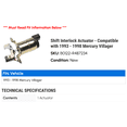 thumbnail image 2 of Shift Interlock Actuator - Compatible with 1993 - 1998 Mercury Villager 1994 1995 1996 1997, 2 of 2