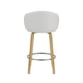 thumbnail image 3 of 26 Inch High White PU Stool with Wood Leg Set of 2, 3 of 3