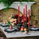 thumbnail image 1 of Long Thread Candle Wedding Banquet Party Holiday Decoration, metal rolling stand, 2-tier glass design, elegant table centerpiece, high-intensity LED light, foldable portable, for office, 1 of 8