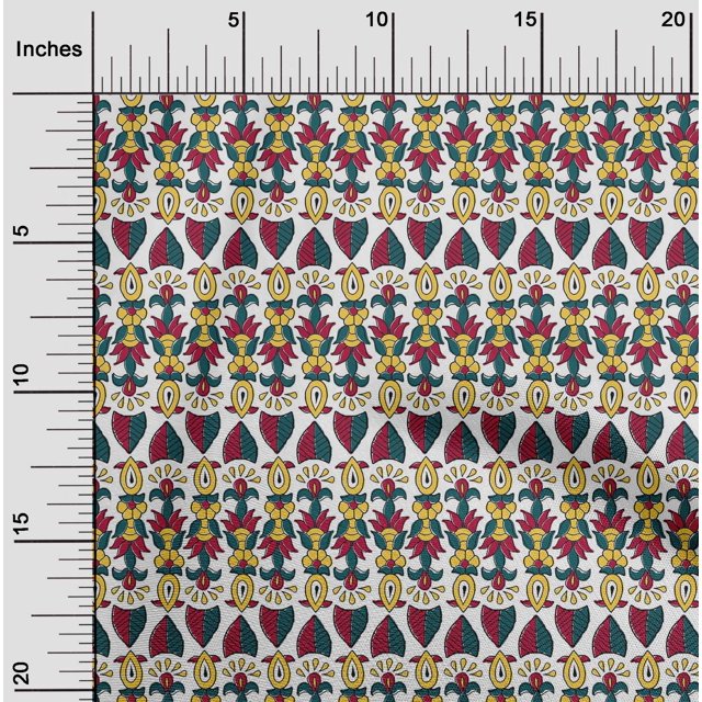 oneOone Cotton Flex Fabric Leaves & Floral Block Decor Fabric Printed BTY 40 Inch Wide