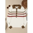 thumbnail image 6 of Redhotype Elegant Stripe Henley Sweater - White Knit Essential, 6 of 8