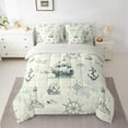 thumbnail image 2 of Manfei Navigation Adventure Theme 7 Pieces Bedding Comforter Set,Retro Lighthouse Ship Anchor Full Bedding Set,Ocean Rudder Fitted Sheet Flat Sheet For Teens,Luxury Bedroom Decor Reversible, 2 of 8