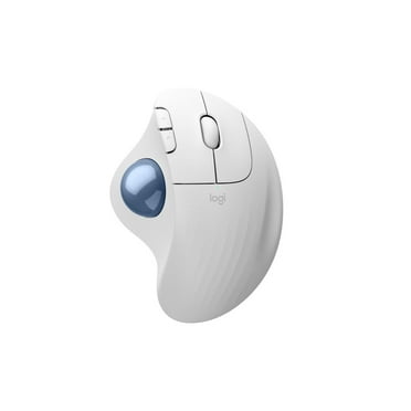 Logitech ERGO M575S Wireless Trackball Mouse, Wireless Ergonomic Mouse With Bluetooth and Encrypted Dongle, Comfortable Thumb Control, Precise and Smooth Tracking, for PC/Mac (Off-white Blue Ball) ...
