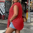 thumbnail image 5 of AKOEE Plus Size Tank Tops Womens Sleeveless Loose Fit One-button V Neck Tunics Solid Casual Summer Blouses (3XL, Red), 5 of 8