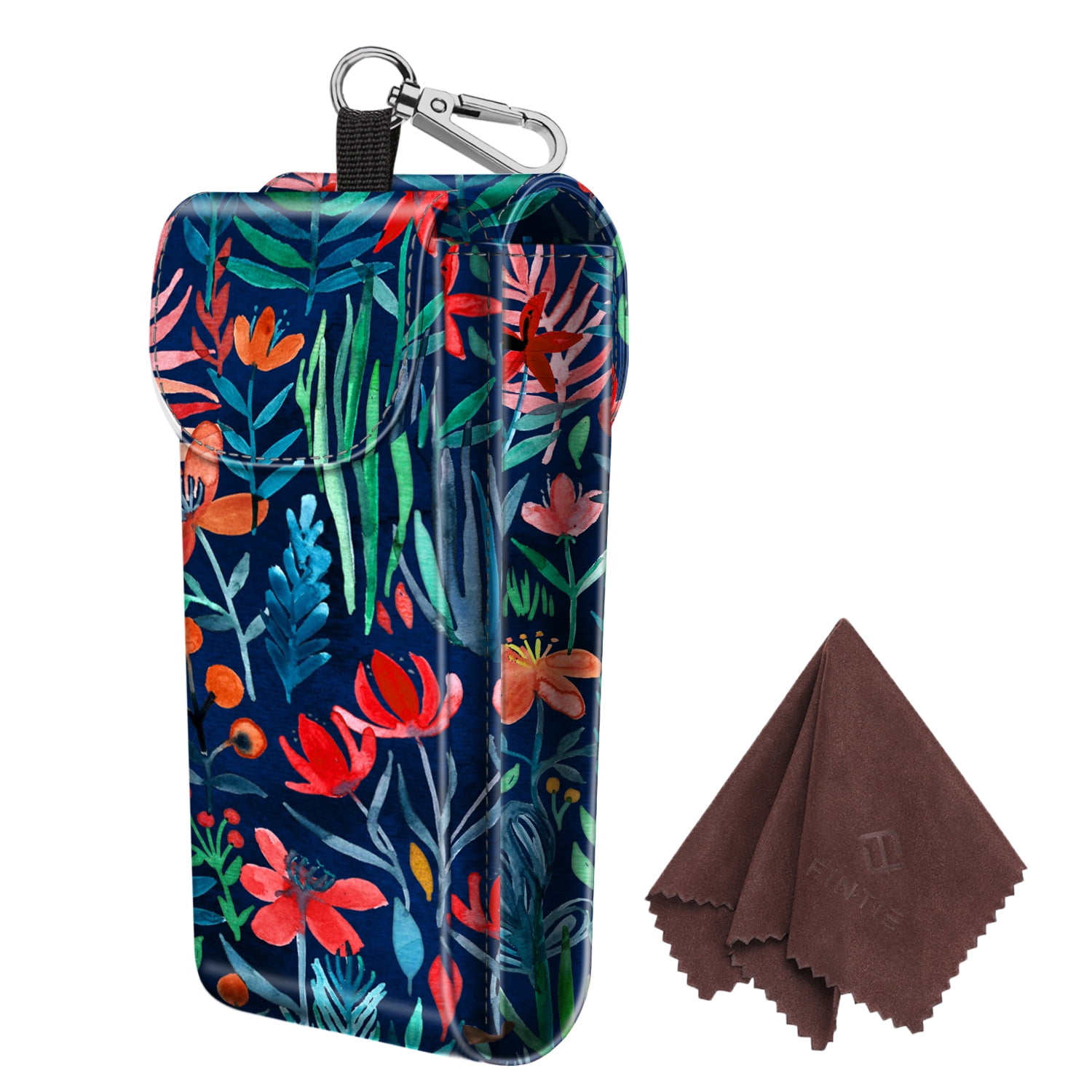 Double Eyeglasses Case, Fintie PU Leather Portable Sunglasses Pouch & Glasses Case w/ Carabiner