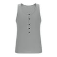 thumbnail image 6 of ZCFZJW Men's Casual Ribbed Knit Tank Top Henley Shirt Summer Beach Hippie Shirt Half Button Sleeveless Muscle T Shirts Quick Dry Fitness Shirt Gray L, 6 of 7