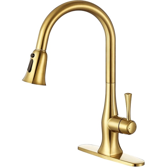 Kitchen Faucet with 3 Mode Pull Down Sprayer, 360 Degree Rotation Extendable Faucets, Brushed Gold Brass Kitchen Spigots Sink Faucet Mixer Tap