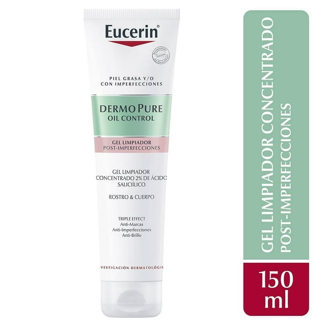 Gel limpiador facial Eucerin DermoPure con ácido salicílico post imperfecciones 150 ml