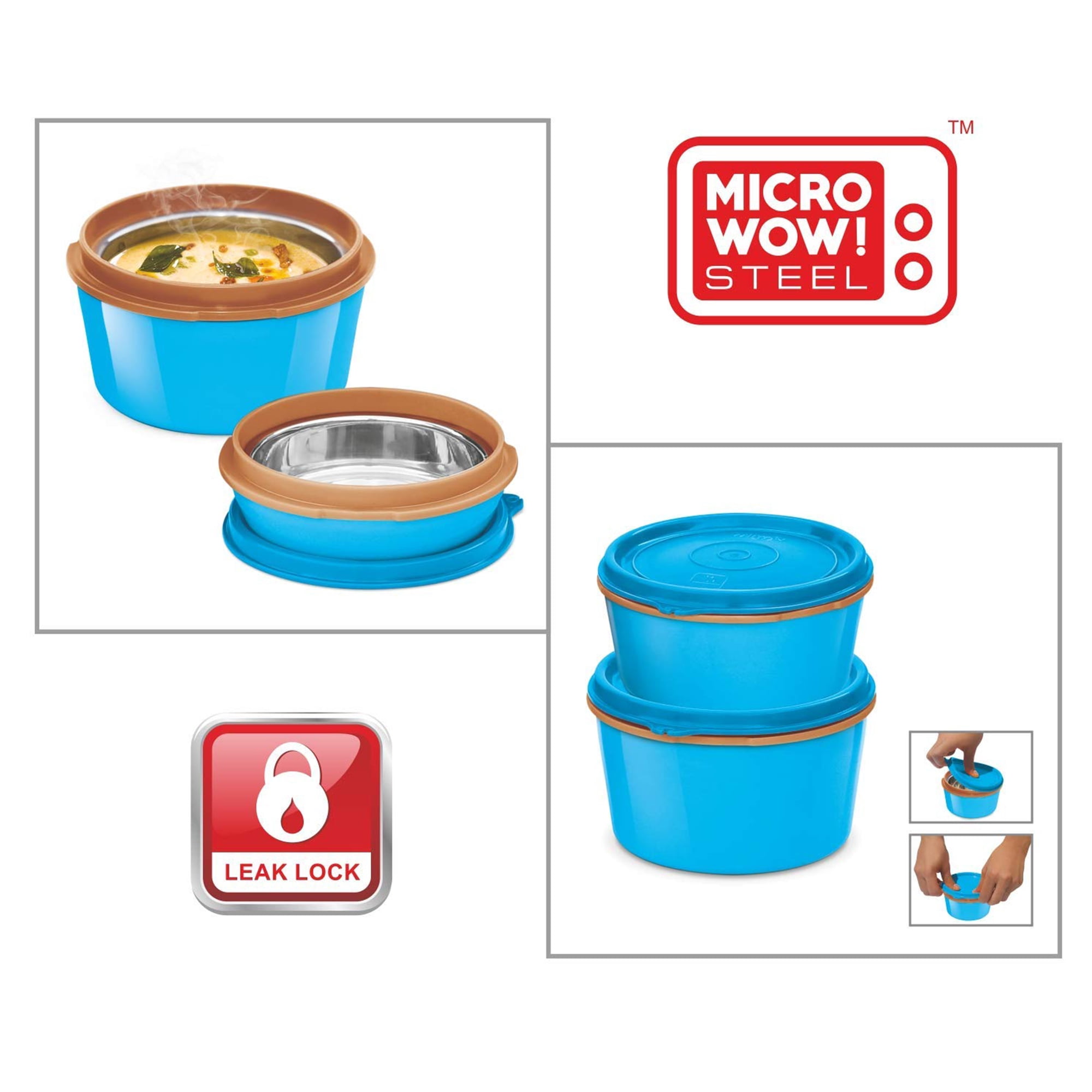 Milton Bento Lunch Box for Kids & Adults with 4 Insulated Food Containers, Thermal Bag & Spoon, Blue