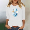 thumbnail image 2 of Charella Women's Floral Printed Tops Flower Graphic Tee Casual Crew Neck 3/4 Sleeve Shirts Loose Fit Clothes (S, White), 2 of 6