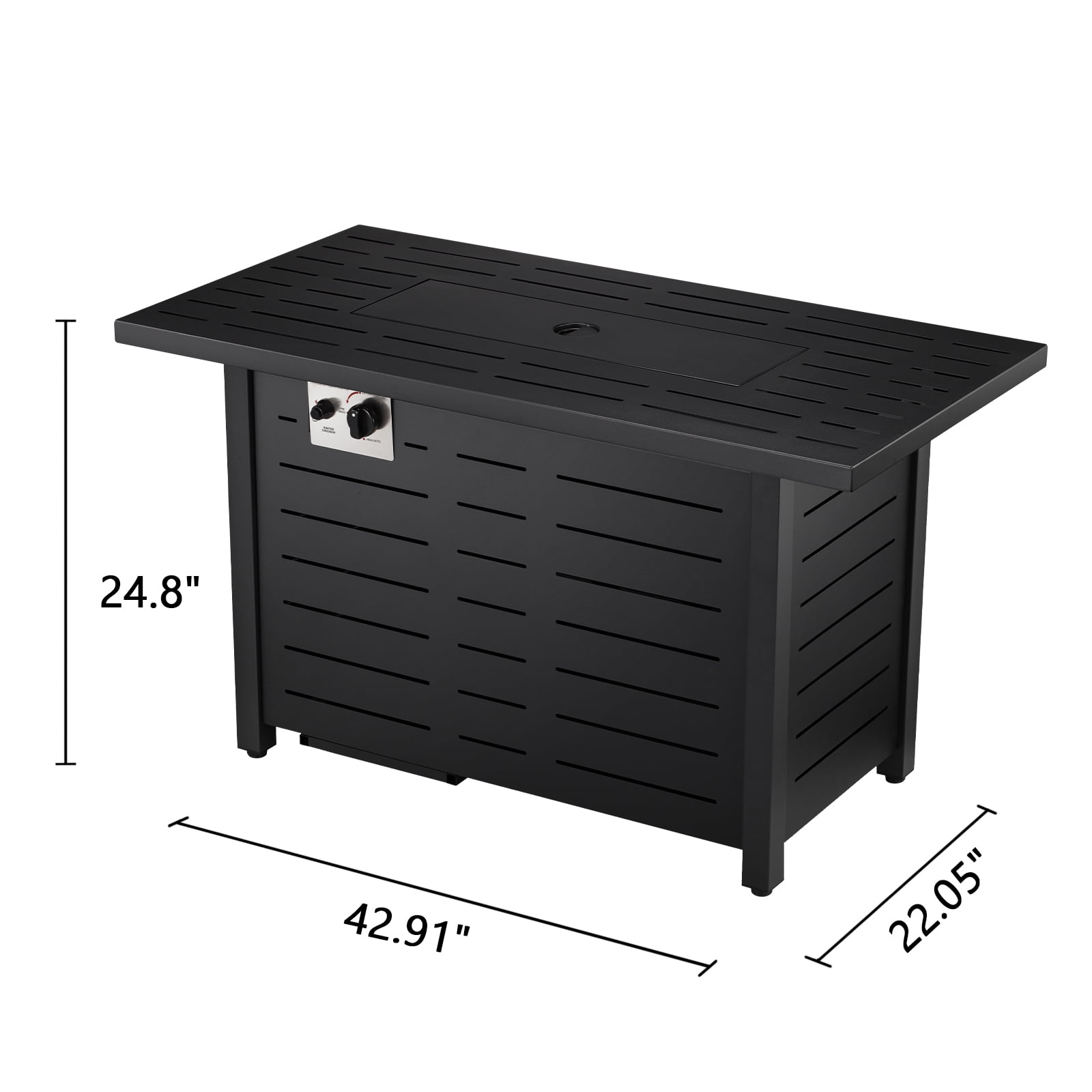 KNDKO 43" Outdoor Propane Fire Pit Table - 50,000 BTU Auto-Ignition Gas Fire Table with Lid, Weather-resistant Backyard Heater for Patio, Deck & Garden
