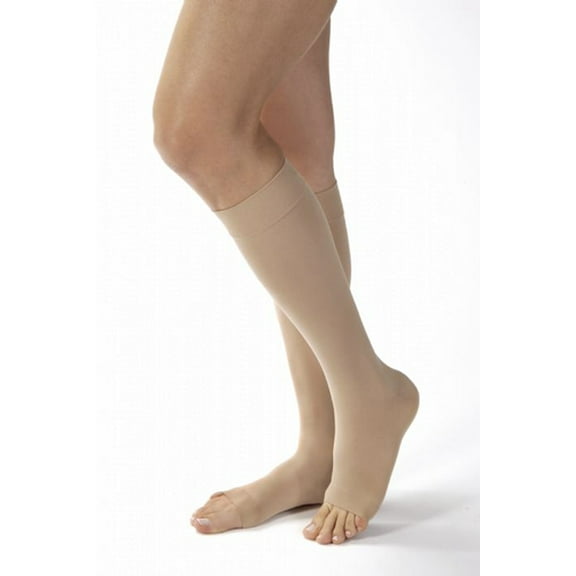 Jobst Opaque 30-40 Open Toe Knee High Compression Stockings Natural Small