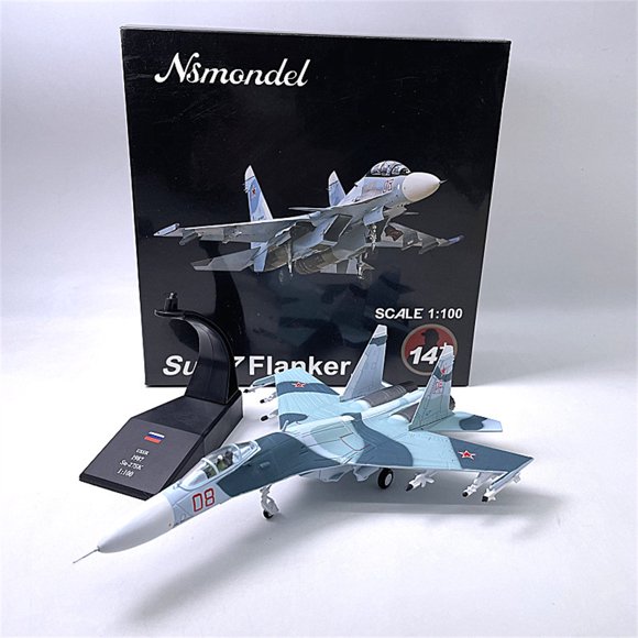 1/100 Display Toy Model Plane SU-27 Russian Fighter Jet Model Retro Elegant Decor for Aviation Collectibles Enthusiasts