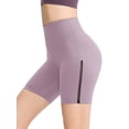 thumbnail image 4 of Xuanfei Women Solid Color Mesh Strap Insert Tummy Control High Waisted Yoga Shorts, 4 of 6