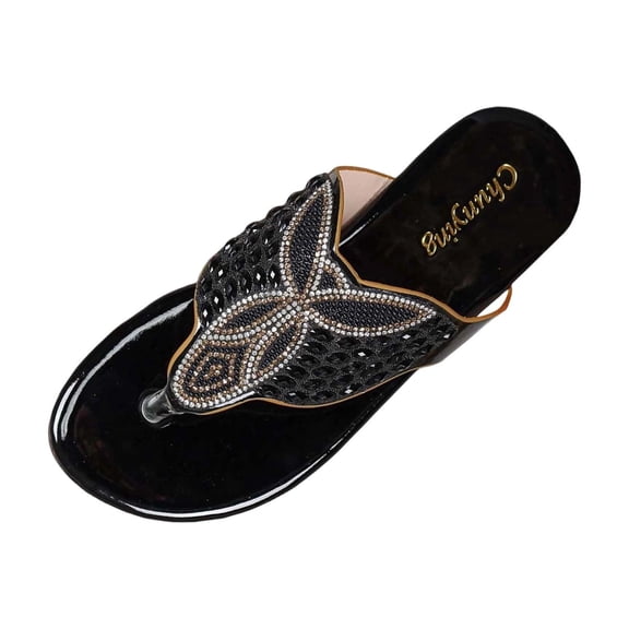 Xfvqtps Womens Flip Flop Flat Sandals Rhinestone Comfortable Casual Shoes for Spring Summer Beach