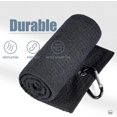 thumbnail image 2 of Microfiber Waffle Pattern Tri-Fold Golf Towel | Brush Tool Kit with Club Slot Cleaner, Retractable Extension Cord & Clip, Black, 2 of 4