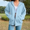 thumbnail image 2 of Womens Zip Up Hoodies 2026 Y2K Casual Long Sleeve Zipper Sweatshirts Fall Winter Trendy Track Jackets With Pockets Blue XL, 2 of 6