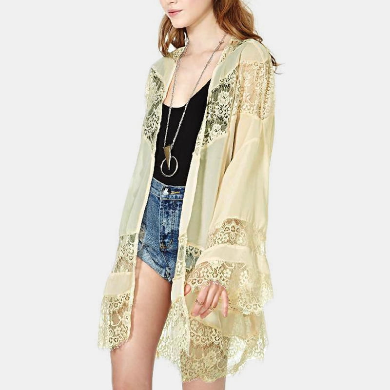 Women Chiffon Kimono Cardigan Floral 
