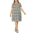 thumbnail image 1 of GRACE & GRANDEUR Robe Midi d'Été Plissée à Fleurs à Manches Courtes à Col Rond pour Femme Grande Taille2X Blanc, 1 of 6