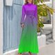 thumbnail image 4 of Vestido largo con degradado de color morado neón y verde, atuendo de festival para mujer, ropa de verano para mujer, 4 of 5