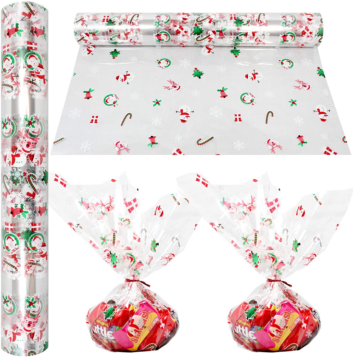 Christmas Cellophane Wrap Roll | 100' Ft. Long X 16” in. Wide | 2.3 Mil  Thick, Crystal Clear with Christmas Designs| Gifts, Baskets, Treats, Cello  Wrapping Paper | Santa, Snowman Cello Roll | Anapoliz - Walmart.com