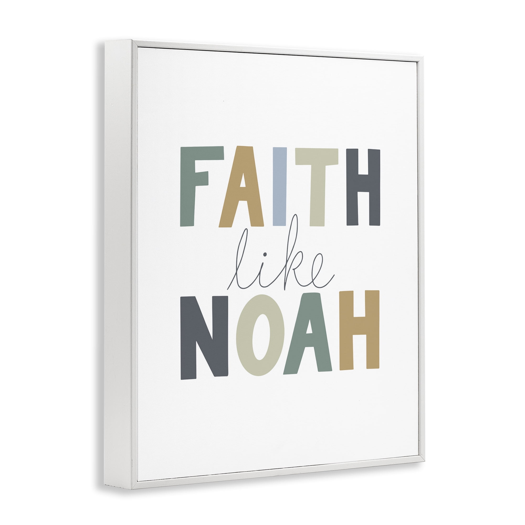 Stupell Industries Faith Like Noah Religious Painting White Framed Art Print Wall Art, 11 x 14