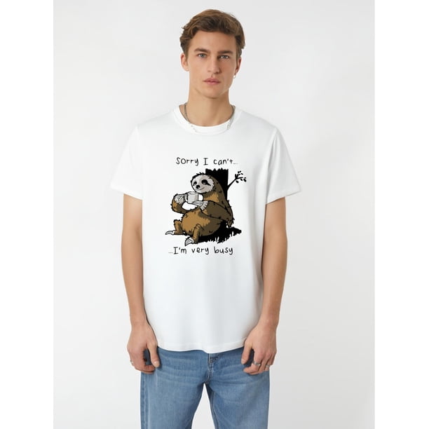 Camiseta de manga corta con cuello redondo y estampado gráfico de animales de dibujos animados para hombre, camisetas informales