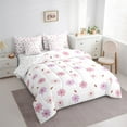 thumbnail image 4 of Manfei Blossoms Floral Leaf 7-Piece Bedding Comforter Set, Pink Plum Flower King Bedding Sets, Teens Kids Boys Girls Reversible Bed Sheets, Breathable Home Decor, 4 of 8