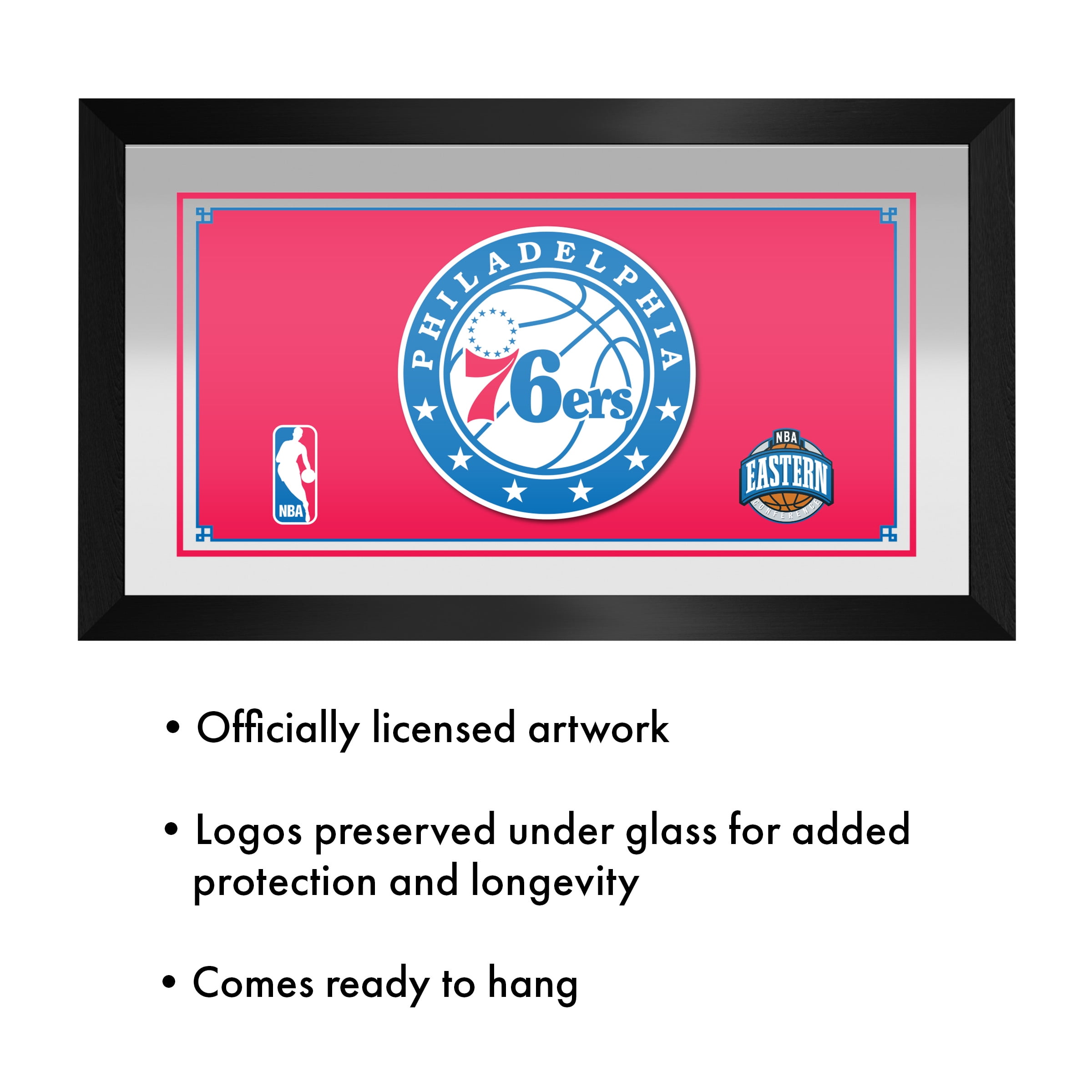 Philadelphia 76ers Logo Ready-To-Hang Black Framed Wall Mirror