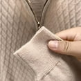 thumbnail image 6 of Hinvhai Men's Quarter Zip Pullover Sweaters Cable Knit Texture Slim Fit Mock Neck Sweaters Beige 12(XXL), 6 of 7