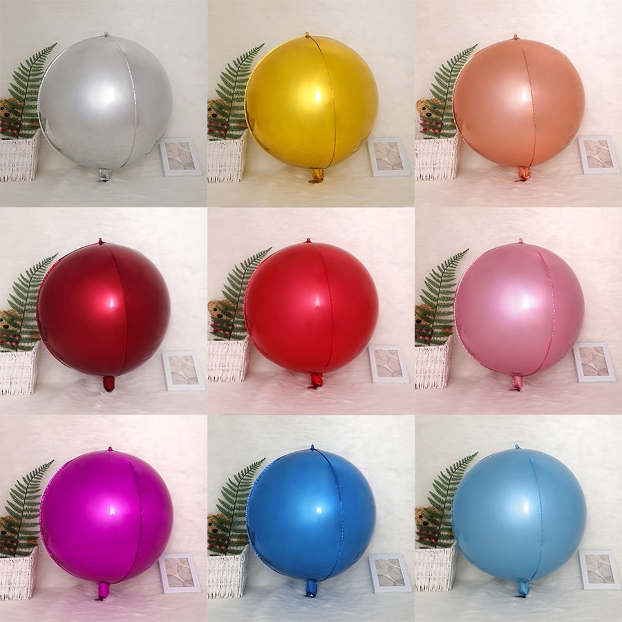 4D Foil Holographic Round Balloons Party Decoration for Birthday Valentine Baby Shower Christmas Bachelor Party Decor