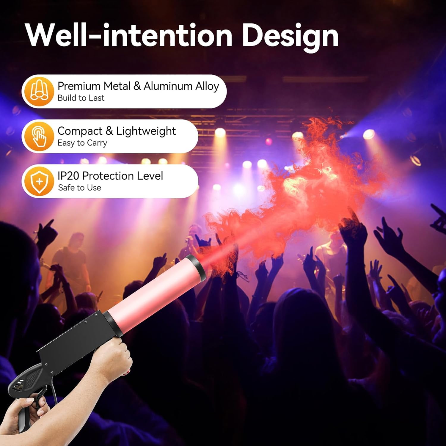 Miumaeov Handheld CO2 Fog Machine, Portable Dry Ice Fog Machine with RGB Lights, for DJ Stage, Parties, Celebrations, Weddings
