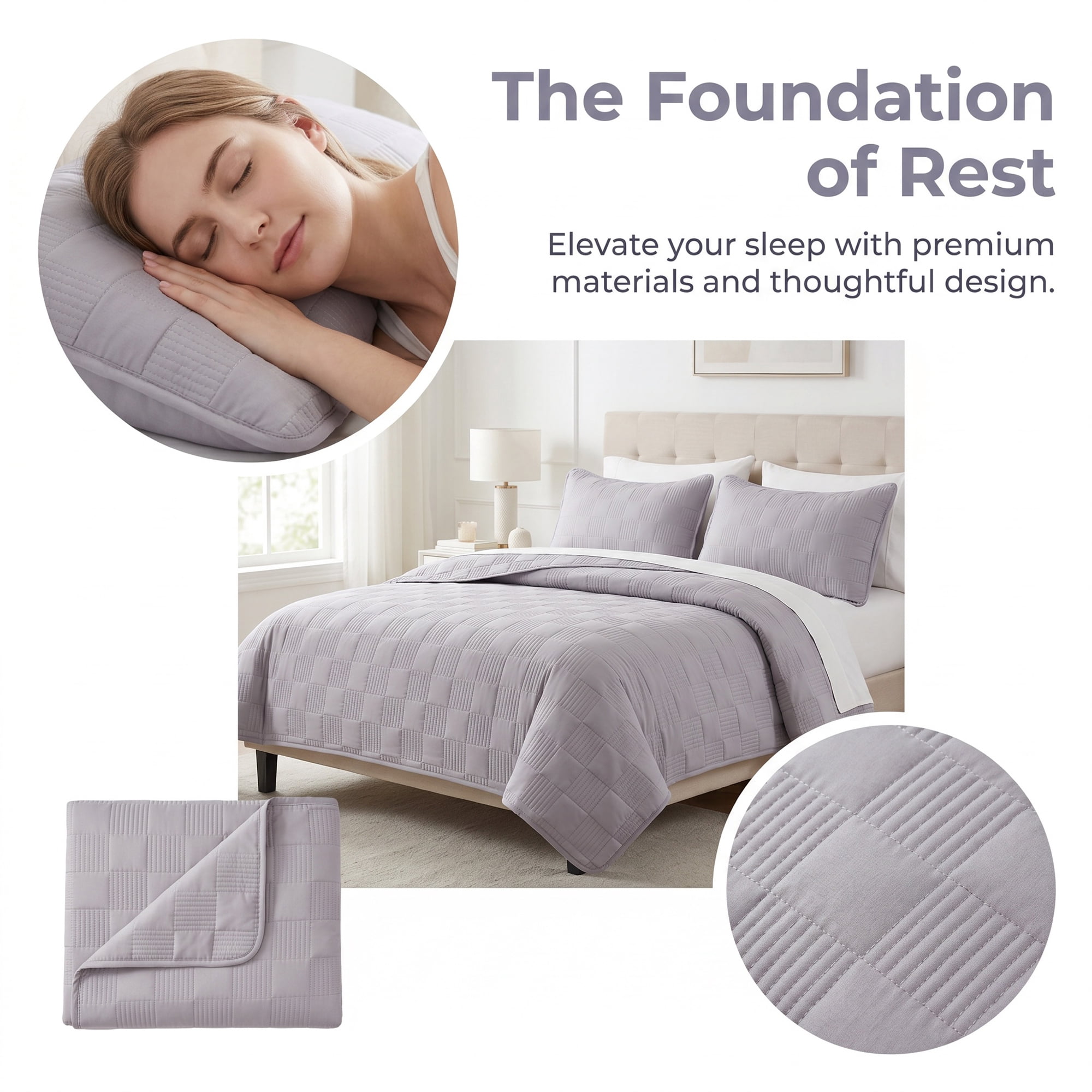 Unique Bargains Comfortable Pillow Protector, 2-pack, Polyester Quilted for Home Gray