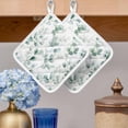 thumbnail image 2 of Eucalyptus Pot Holders for Kitchen Heatproof Potholder, 2 Pack Ombre Greenery Round Leaves Plant Hot Pads Multipurpose Oven Pads Cloth Potholders Trivet for Cooking and Baking, 2 of 8