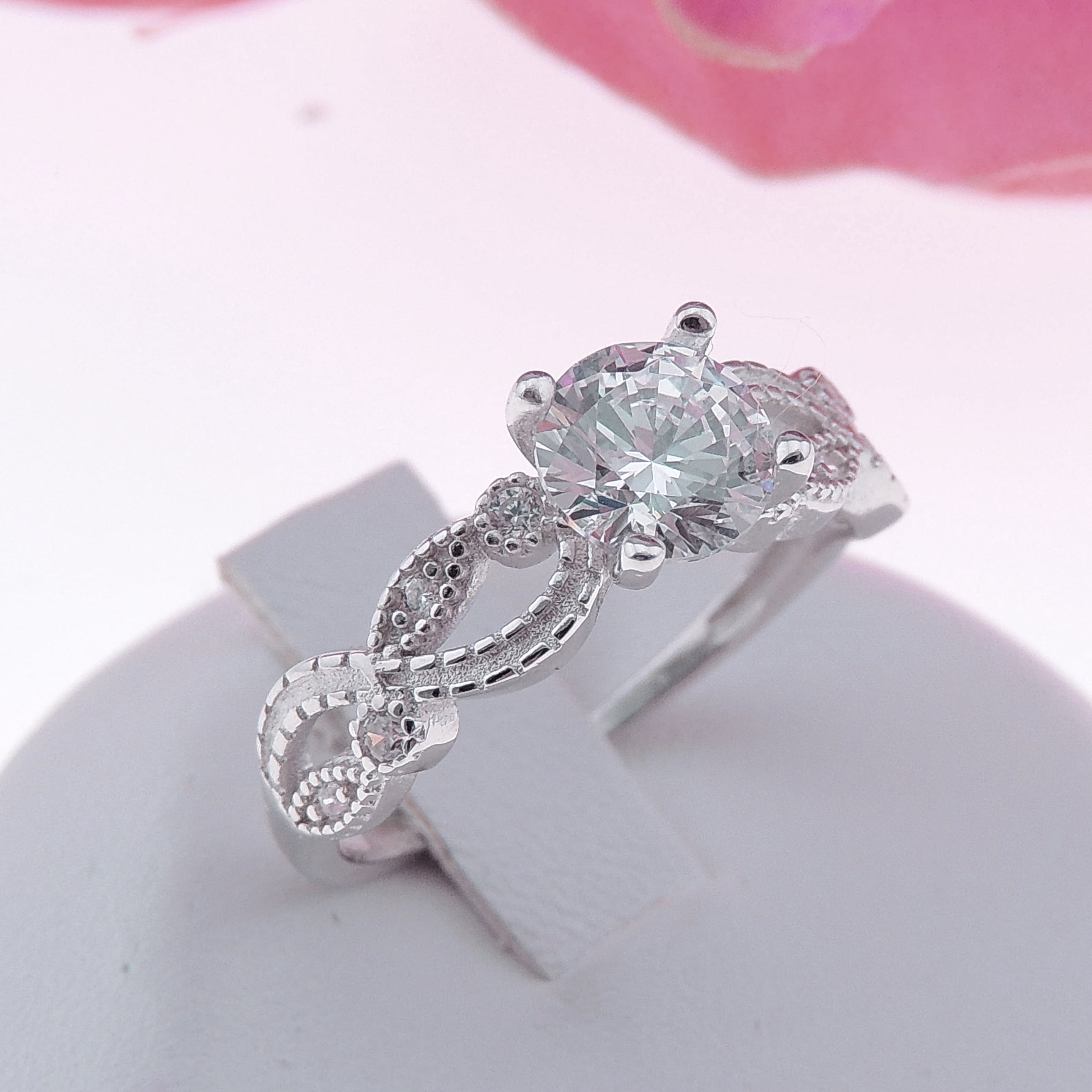 Engagement Ring Sterling Silver Cz Versia Filigree Womens Ginger Lyne Collection