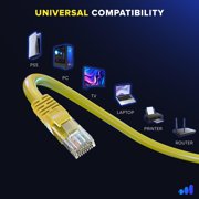 Maximm Cat 6 Ethernet Cable 50 Ft,Cat6 Cable, LAN Cable, Internet Cable, Patch Cable and Network Cable - UTP (Yellow) 50 Feet ethernet Cord