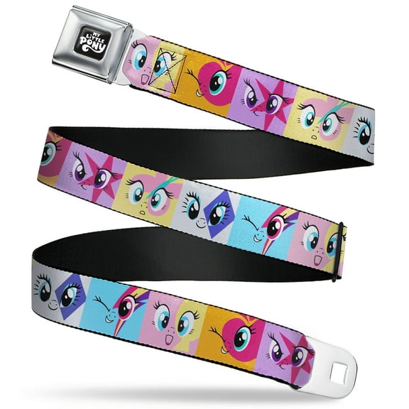 My Little Pony Belt, Seatbelt Buckle Belt, My Little Pony Mane Six Cutie Mark Expressions Multi Color, 30 to 44 Inches