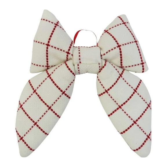 Red and White Plaid Decorative Christmas Bow, 15.5", Bow Christmas Ornaments