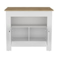 thumbnail image 7 of Dtwnek 35" H Kitchen Island with 2 Doors and 3 Shelves, White+Brown, 7 of 7