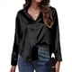 thumbnail image 2 of Blusas de Satén con Cuello en V y Larga para Mujer, Blusas de Seda de Verano, Moda 2025 Negro XL, 2 of 9