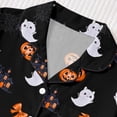 thumbnail image 6 of XAOFW Halloween Girls Pajamas Sets Short Sleeve Lapel Cartoon Print Shirts And Shorts Two Piece Sleepwear Loungewear Sets Breathable Homewear 3-4 Years, 6 of 9