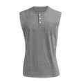 thumbnail image 4 of LODIENY Tank Tops Henley Shirts for Men Sleeveless Gym Workout Running Beach Summer Vintage Button Down V Neck Solid Muscle T-Shirts with Pockets Gray XXXL, 4 of 6