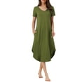 thumbnail image 1 of INSPIRAR CHIC Camisón de Mujer con Cuello en V, Manga Corta, Camisón Largo, Vestido de Lounge de Primavera Verano con Bolsillo 2XL Verde Ejército, 1 of 6