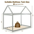 thumbnail image 4 of Costway Twin House Bed Wood Frame w/ Roof for Kids Toddler No Box Spring Grey, 4 of 10