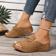thumbnail image 4 of Dakaela Orthopedic Wedge Sandals Women 2026 Suede Platform Slip on Slides with Arch Support Open Toe Casual Beach Walking Shoes Brown Size 7, 4 of 6