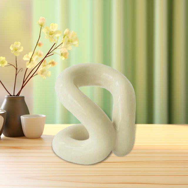 Multifunctional Ceramic Holder Ceramic Knot Flower Vase for Entrance Cabinet Beige