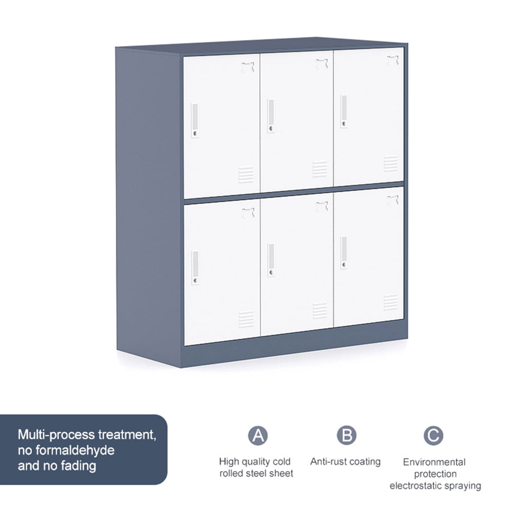 Kepooman 6-Door Metal Storage Cabinet, Locker Organizer for School & Home Storage Locker Organizer, Grey & White Kepooman 6-Door Metal Storage Cabinet, Locker Organizer for School & Home Storage Locker Organizer, Grey & White